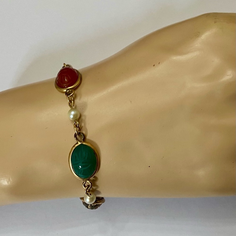 Vintage, Beautiful, Scarab- Gold Filled Bracelet - Picture 2 of 9